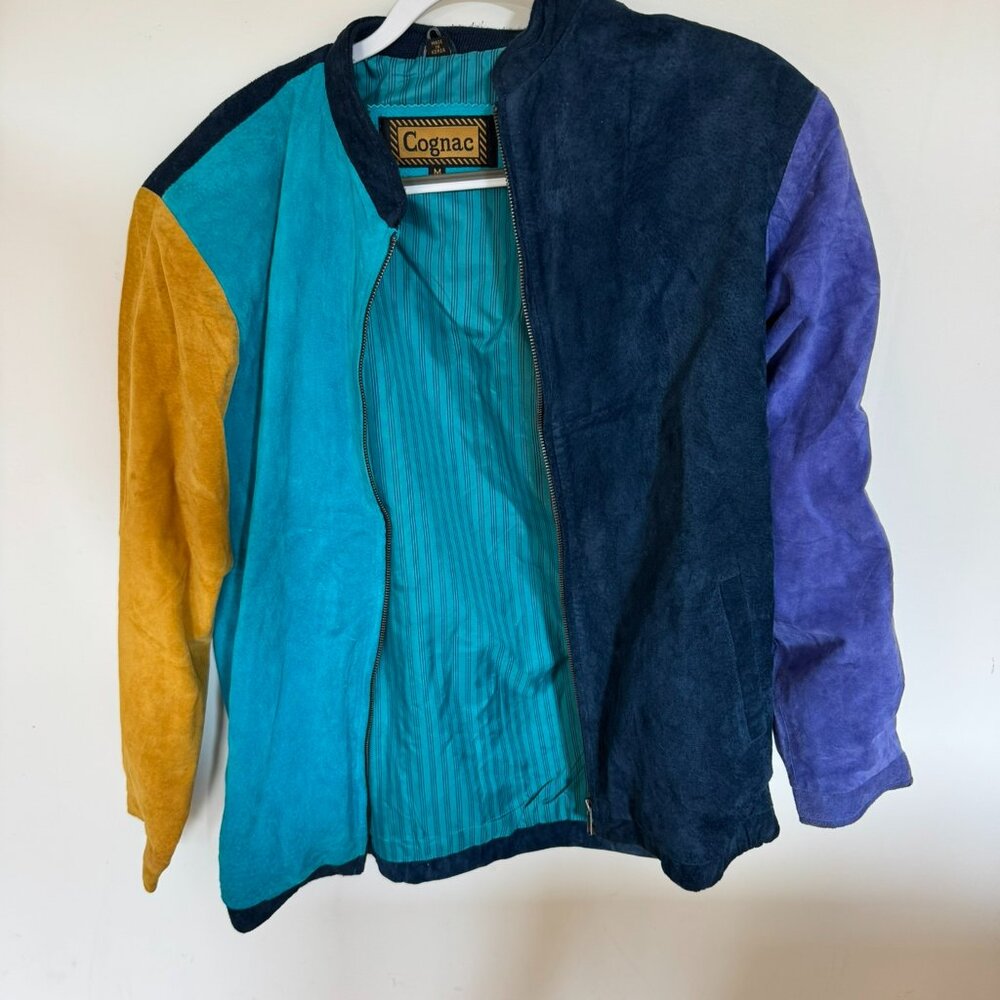 Vintage Colorblock Leather Jacket